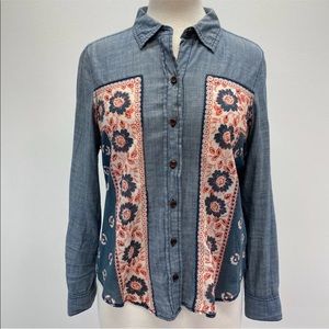 Free People Jean Button Up Shirt Sz Small